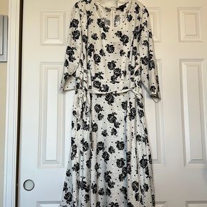 Rose Patterned Lane Bryant Black and White Dress -NWT
